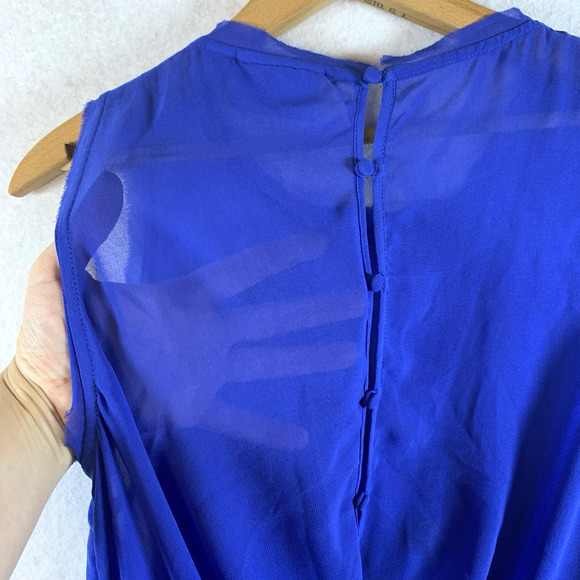 Womens Sheer Chiffon Tunic Top Sz M Cobalt Blue Whimsigoth‎ Fairy Grunge Witchy - Picture 7 of 15